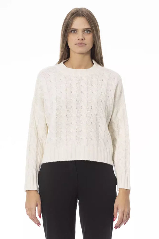 Beige Cashmere Women Sweater - GlamHub Luxury and Icon Brand Clothing