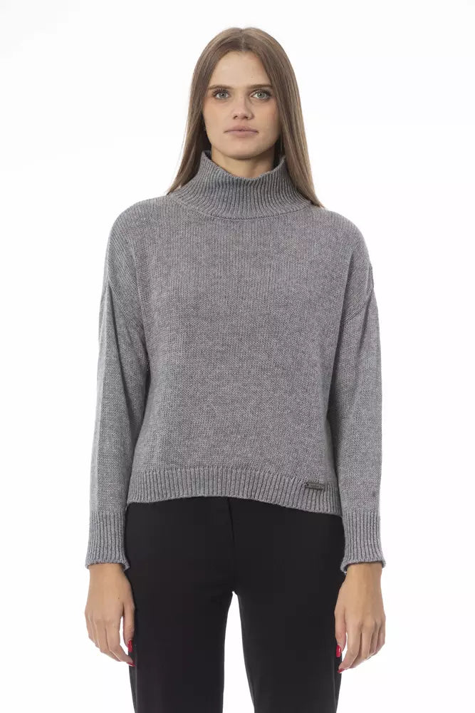 Gray Wool Women Sweater - GlamHub Luxury and Icon Brand Clothing