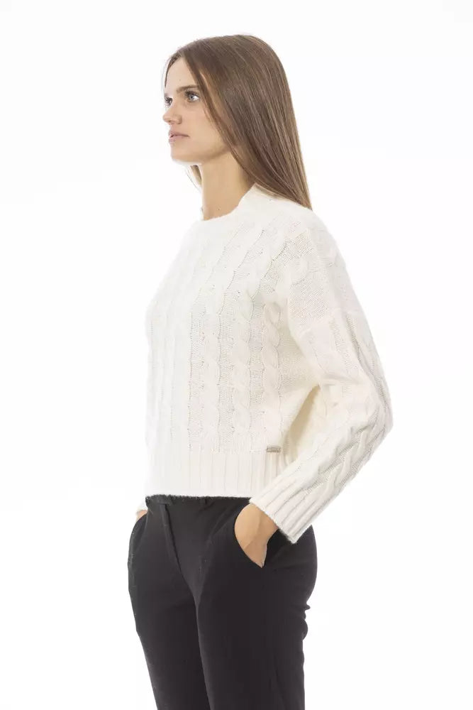 Beige Cashmere Women Sweater - GlamHub Luxury and Icon Brand Clothing