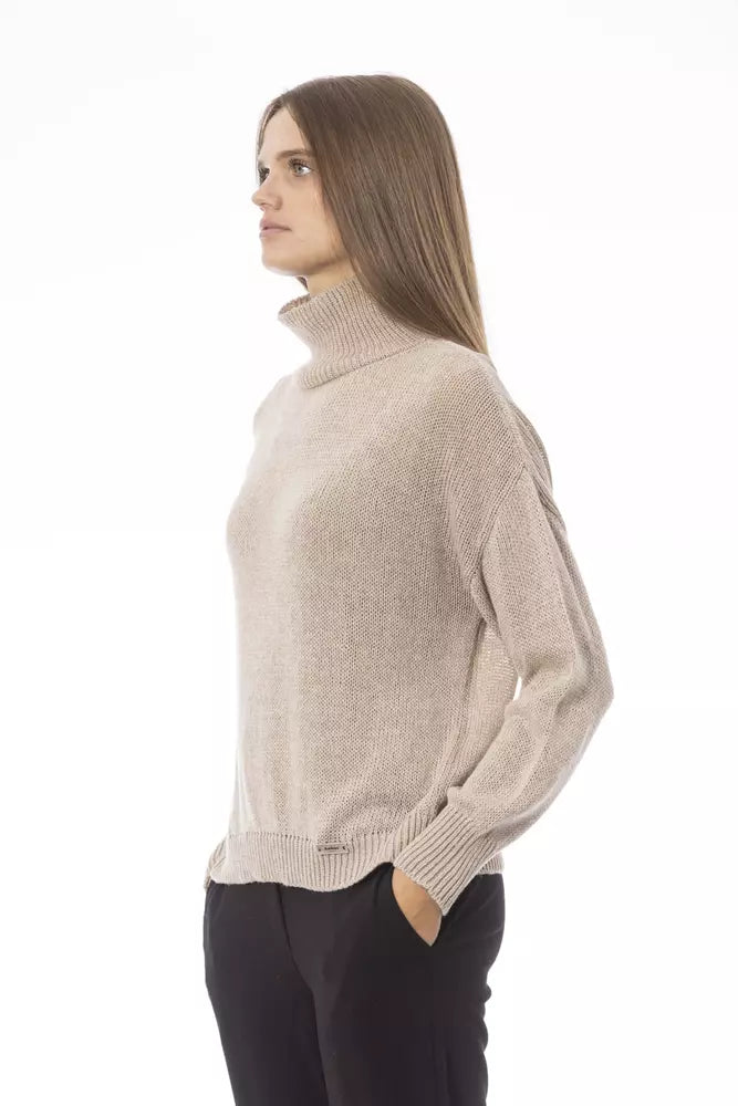 Beige Wool Women Sweater - GlamHub Luxury and Icon Brand Clothing