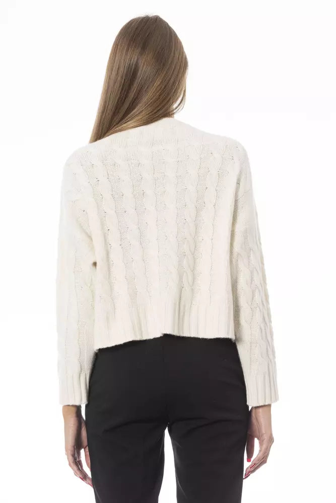 Beige Cashmere Women Sweater - GlamHub Luxury and Icon Brand Clothing