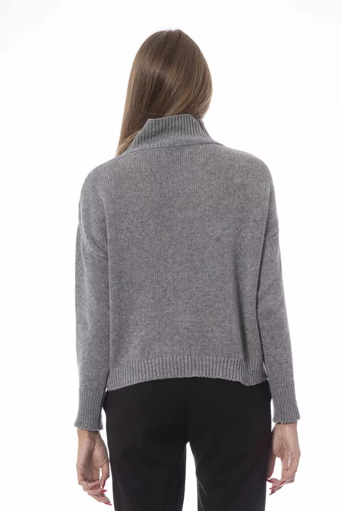 Gray Wool Women Sweater - GlamHub Luxury and Icon Brand Clothing