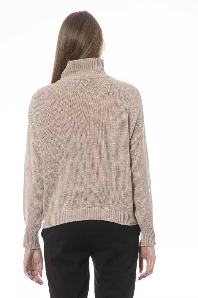 Beige Wool Women Sweater - GlamHub Luxury and Icon Brand Clothing