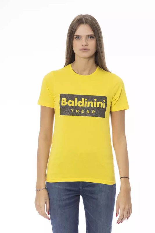 Yellow Cotton Women T-Shirt - GlamHub Luxury and Icon Brand Clothing