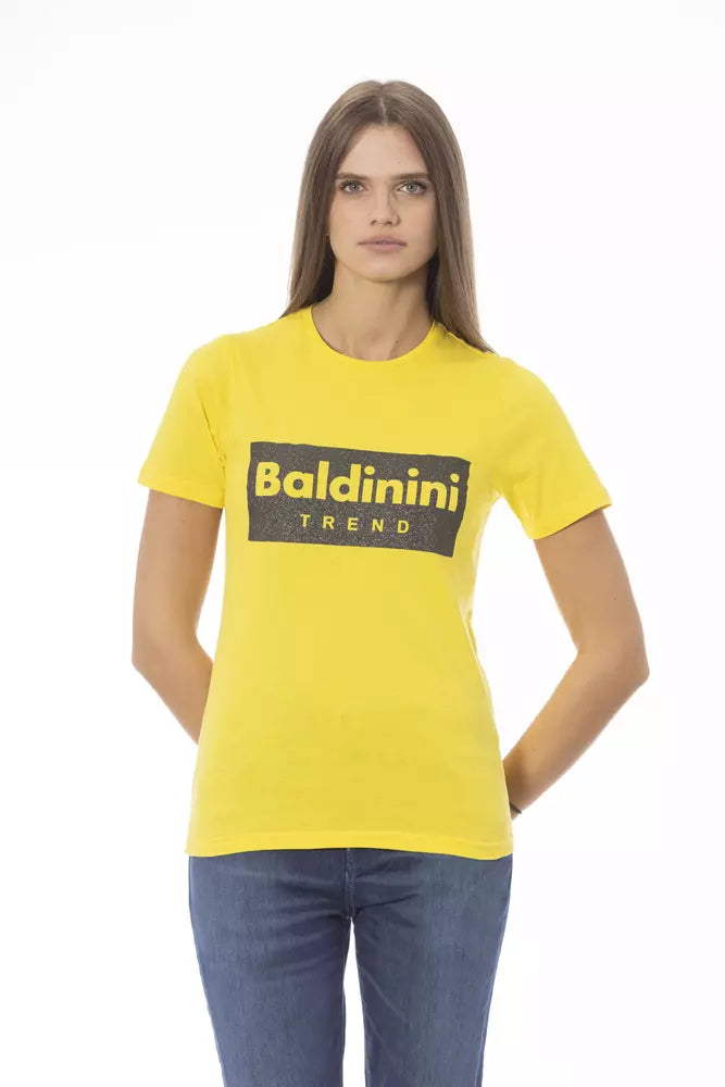 Yellow Cotton Women T-Shirt - GlamHub Luxury and Icon Brand Clothing