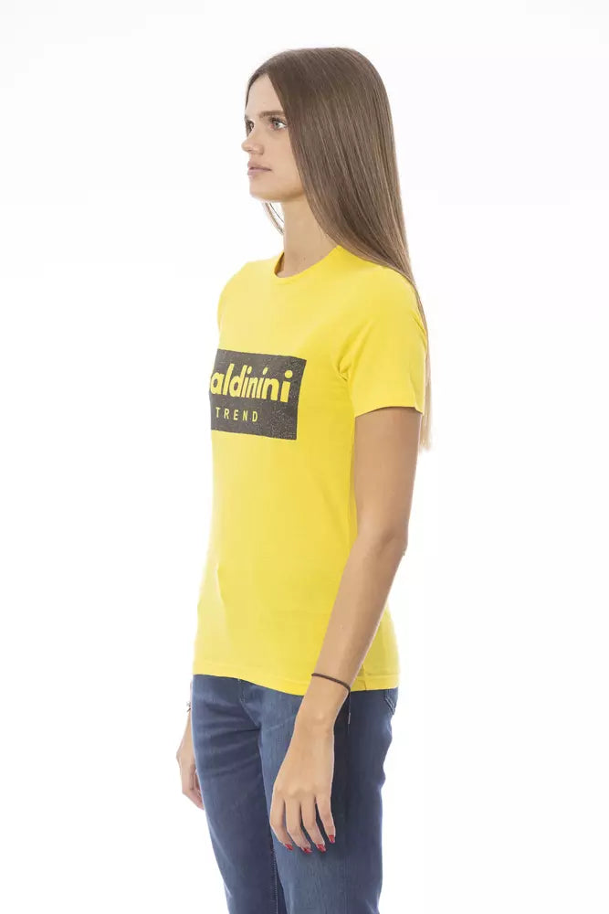 Yellow Cotton Women T-Shirt - GlamHub Luxury and Icon Brand Clothing