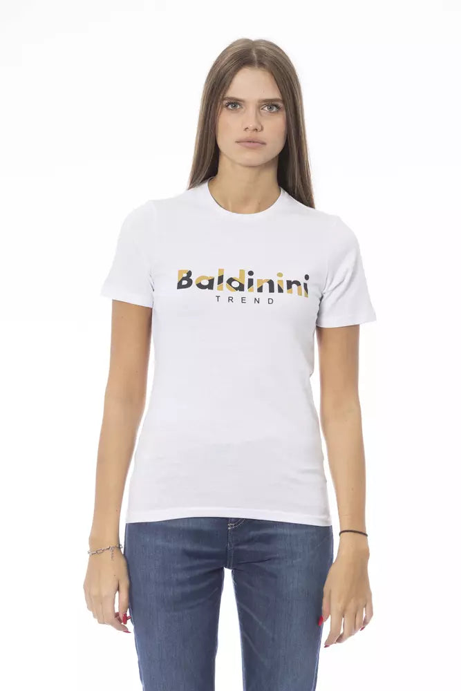 White Cotton Women T-Shirt - GlamHub Luxury and Icon Brand Clothing