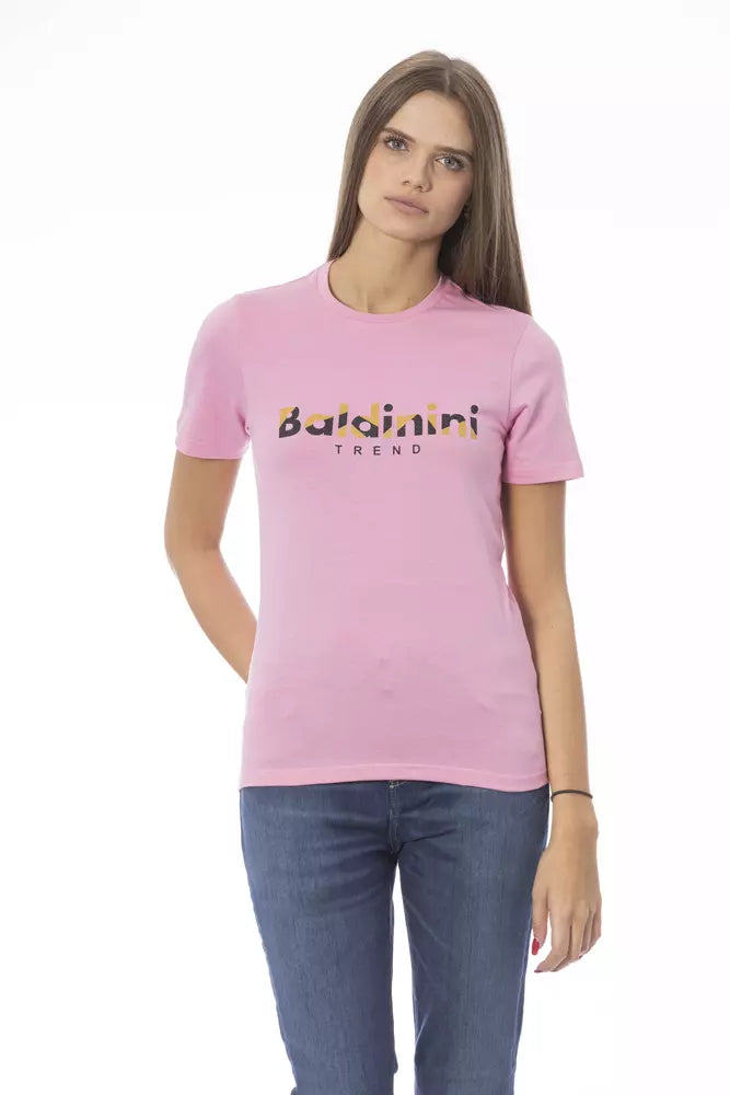 Pink Cotton Women T-Shirt - GlamHub Luxury and Icon Brand Clothing