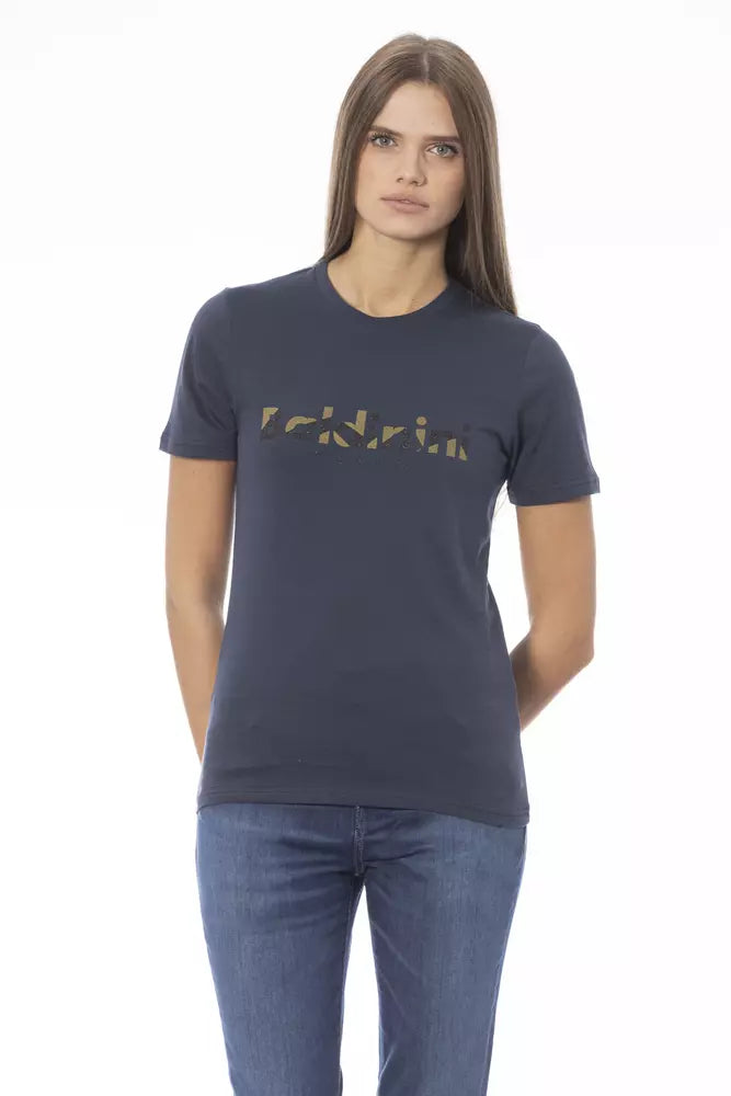 Blue Cotton Women T-Shirt - GlamHub Luxury and Icon Brand Clothing