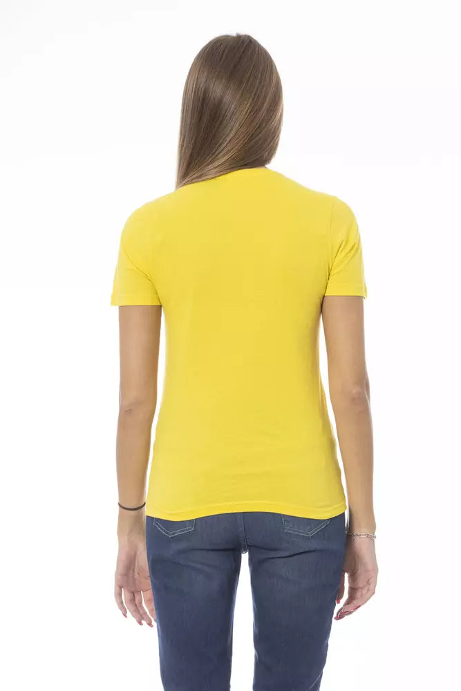 Yellow Cotton Women T-Shirt - GlamHub Luxury and Icon Brand Clothing