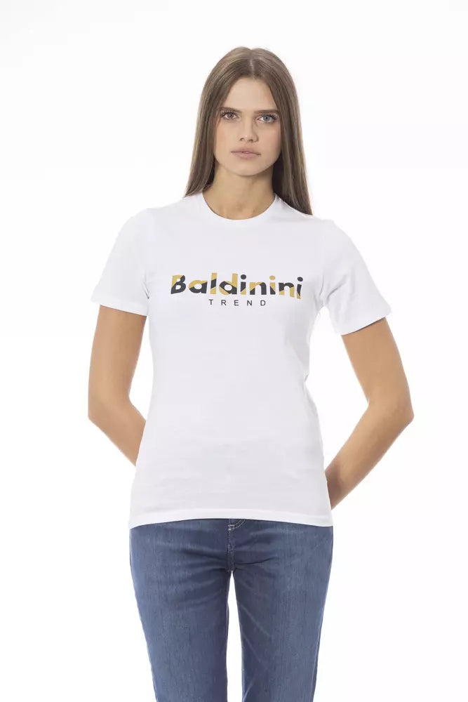 White Cotton Women T-Shirt - GlamHub Luxury and Icon Brand Clothing