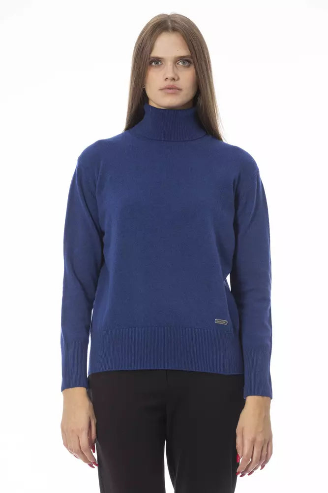 Blue Wool Women Sweater - GlamHub Luxury and Icon Brand Clothing