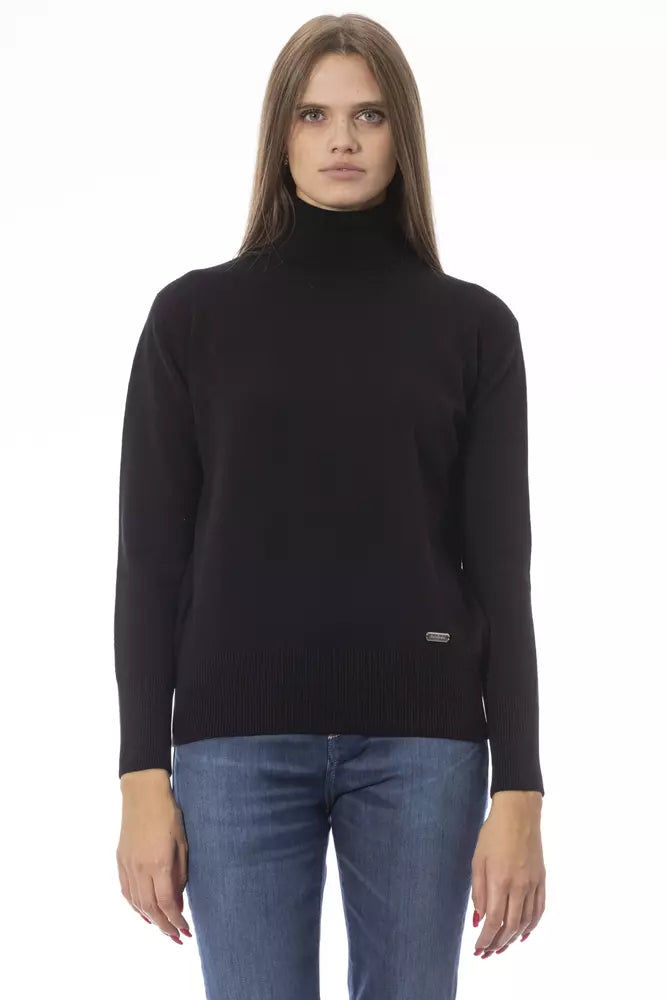 Black Wool Women Sweater - GlamHub Luxury and Icon Brand Clothing