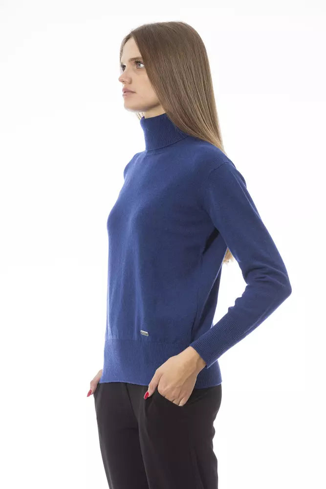 Blue Wool Women Sweater - GlamHub Luxury and Icon Brand Clothing