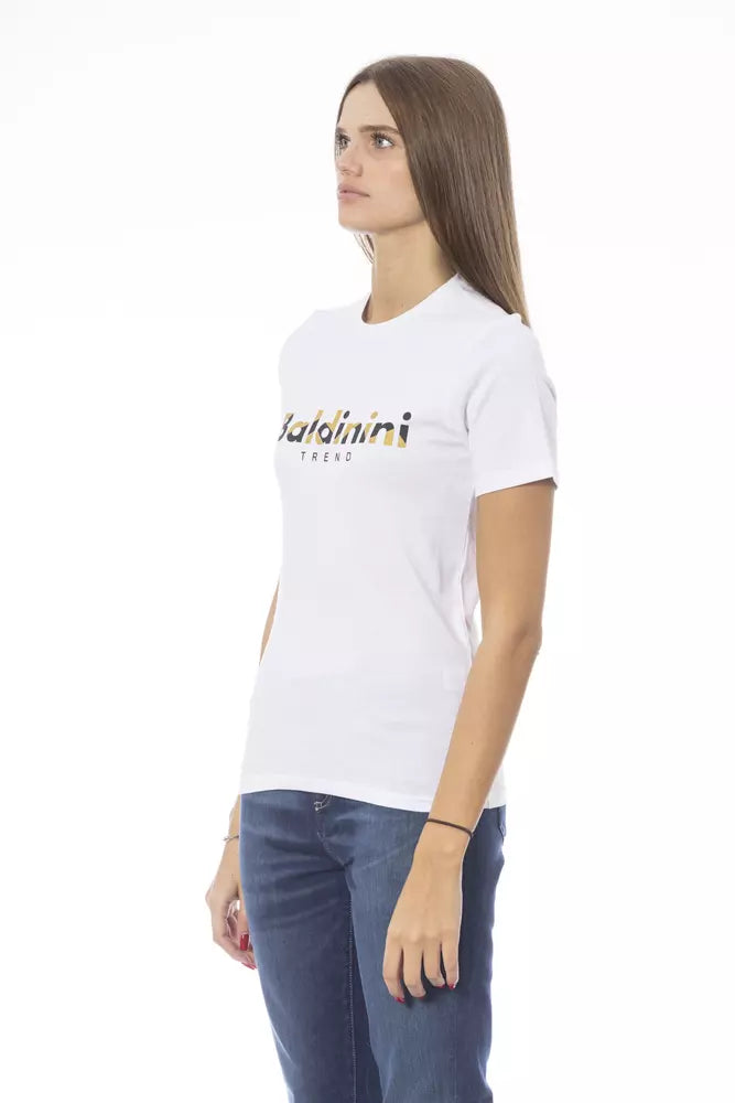 White Cotton Women T-Shirt - GlamHub Luxury and Icon Brand Clothing