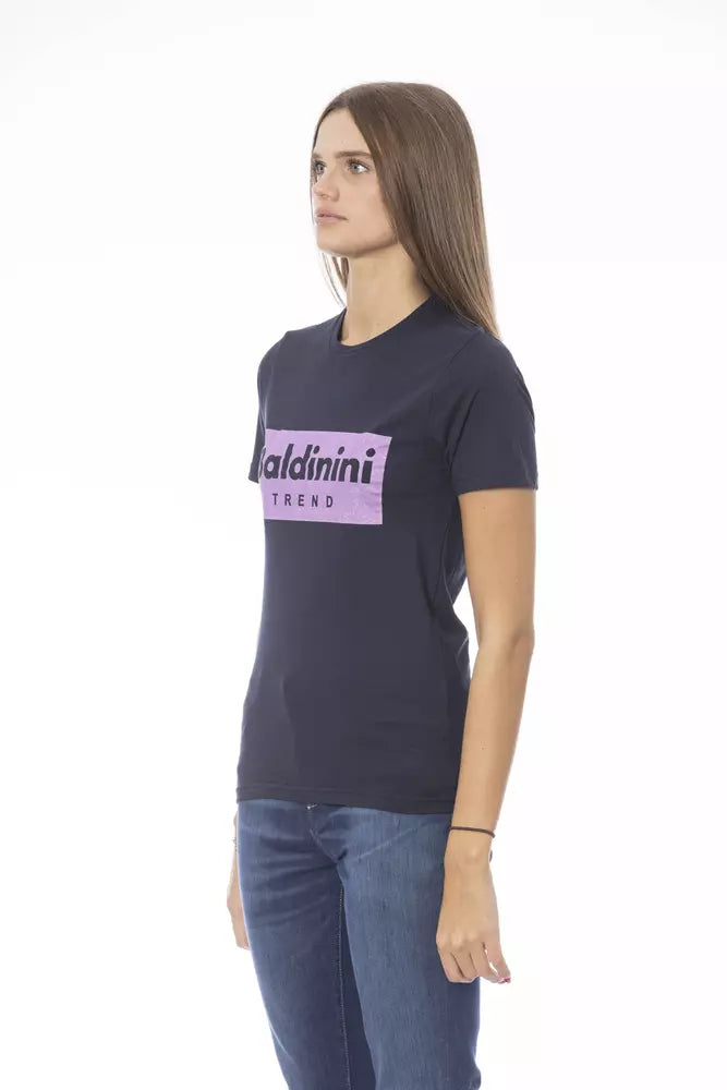 Blue Cotton Women T-Shirt - GlamHub Luxury and Icon Brand Clothing