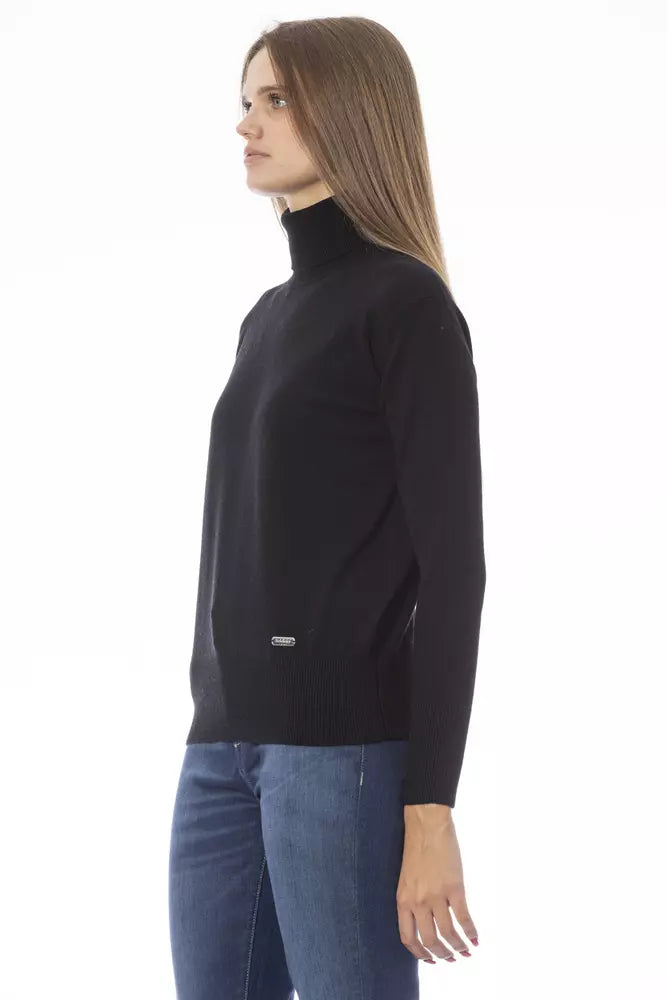 Black Wool Women Sweater - GlamHub Luxury and Icon Brand Clothing