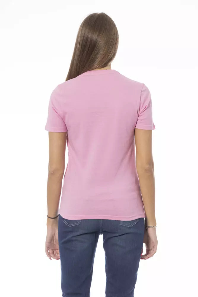 Pink Cotton Women T-Shirt - GlamHub Luxury and Icon Brand Clothing