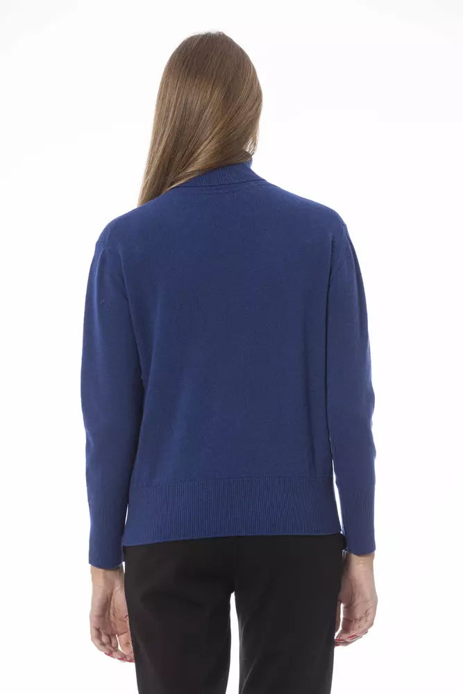 Blue Wool Women Sweater - GlamHub Luxury and Icon Brand Clothing