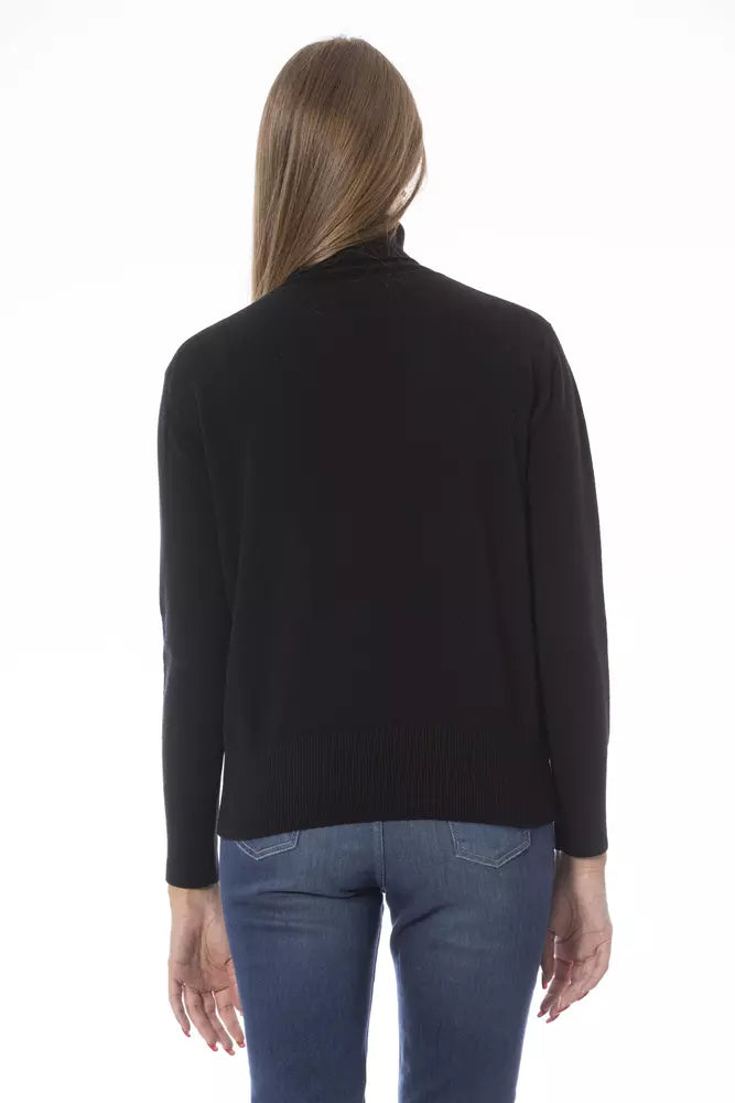 Black Wool Women Sweater - GlamHub Luxury and Icon Brand Clothing