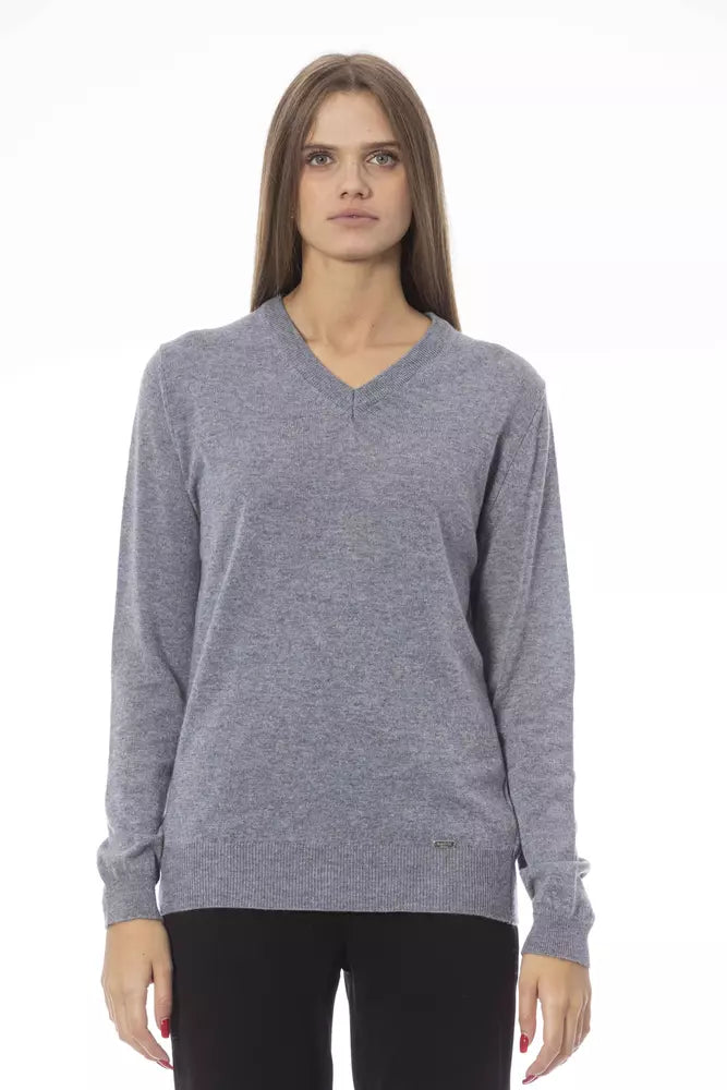 Gray Wool Women Sweater - GlamHub Luxury and Icon Brand Clothing