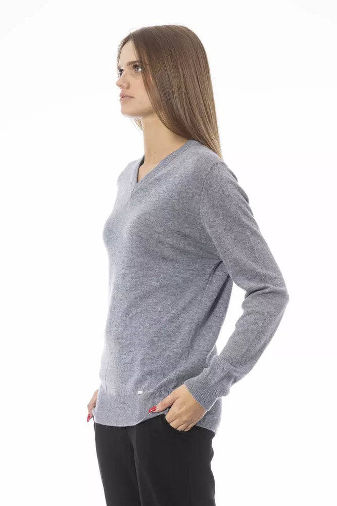 Gray Wool Women Sweater - GlamHub Luxury and Icon Brand Clothing