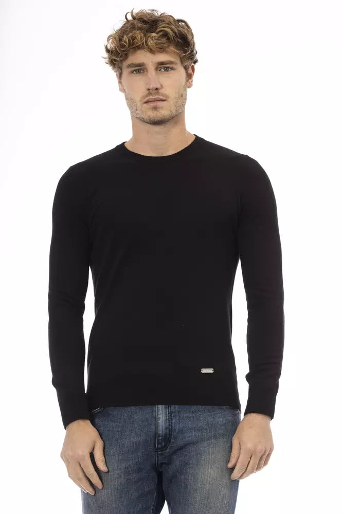 Black Wool Men Sweater - GlamHub Luxury and Icon Brand Clothing