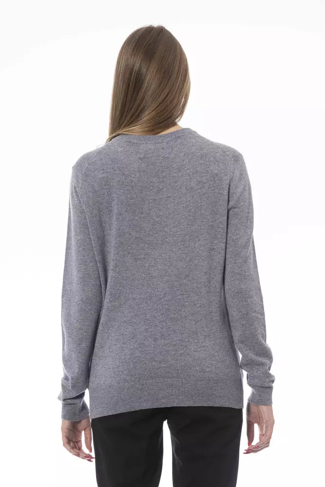 Gray Wool Women Sweater - GlamHub Luxury and Icon Brand Clothing