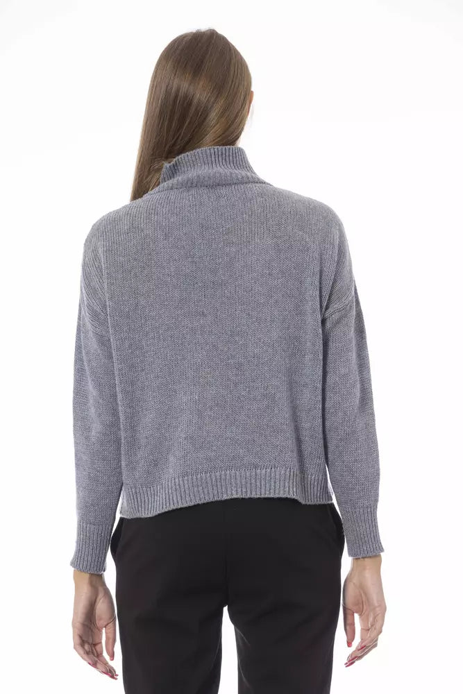 Gray Wool Women Sweater - GlamHub Luxury and Icon Brand Clothing