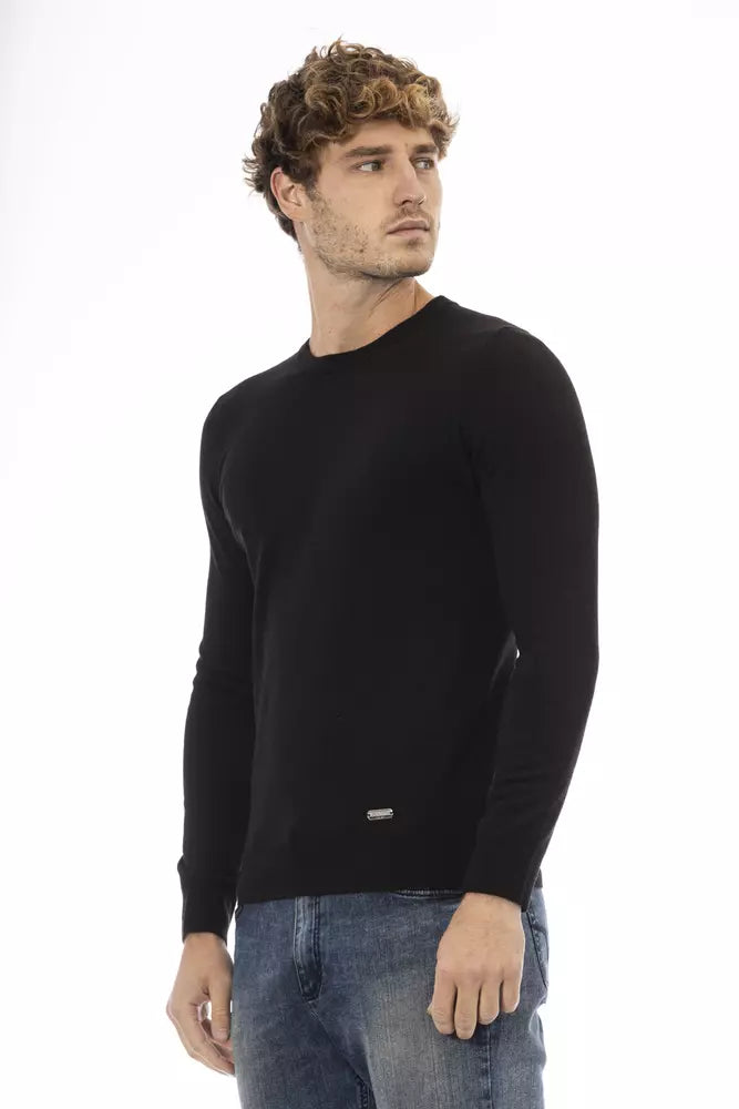 Black Wool Men Sweater - GlamHub Luxury and Icon Brand Clothing