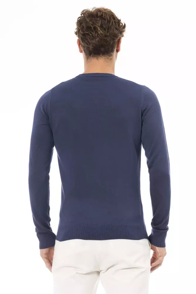 Blue Modal Men Sweater - GlamHub Luxury and Icon Brand Clothing