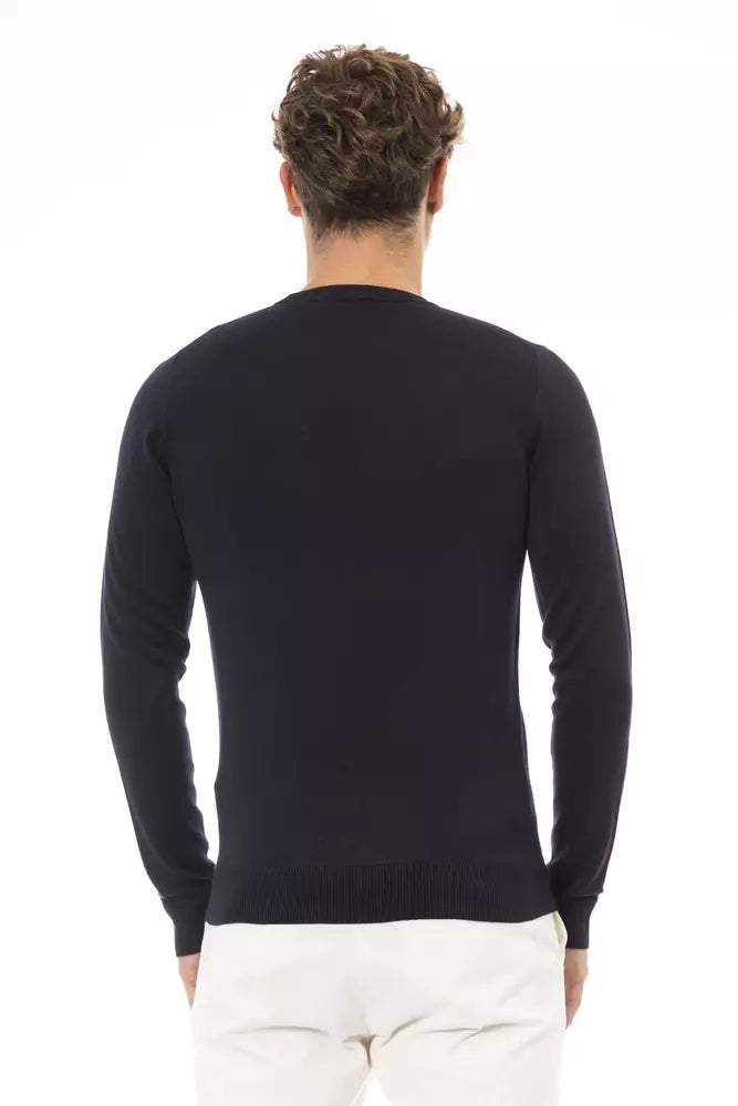 Blue Modal Men Sweater - GlamHub Luxury and Icon Brand Clothing