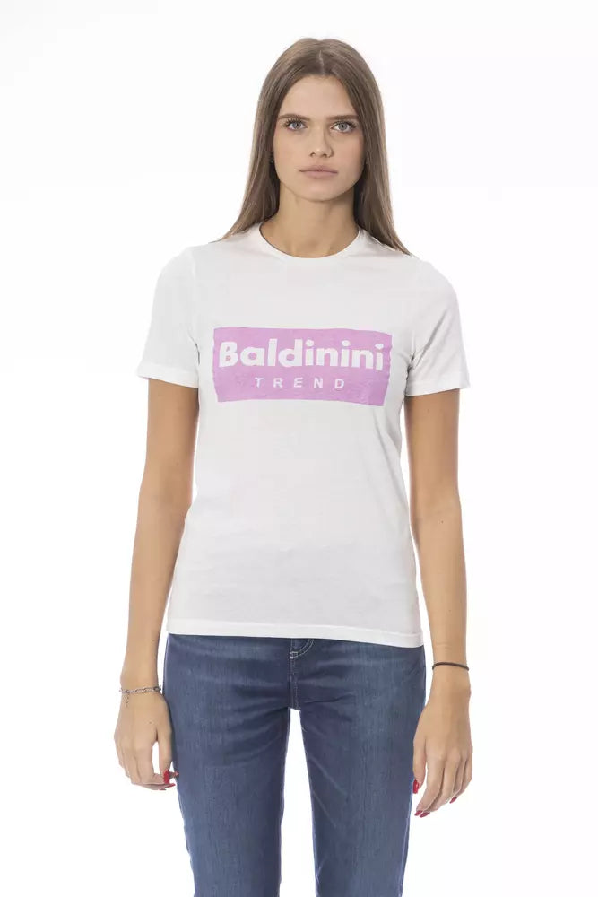 White Cotton Women T-Shirt - GlamHub Luxury and Icon Brand Clothing