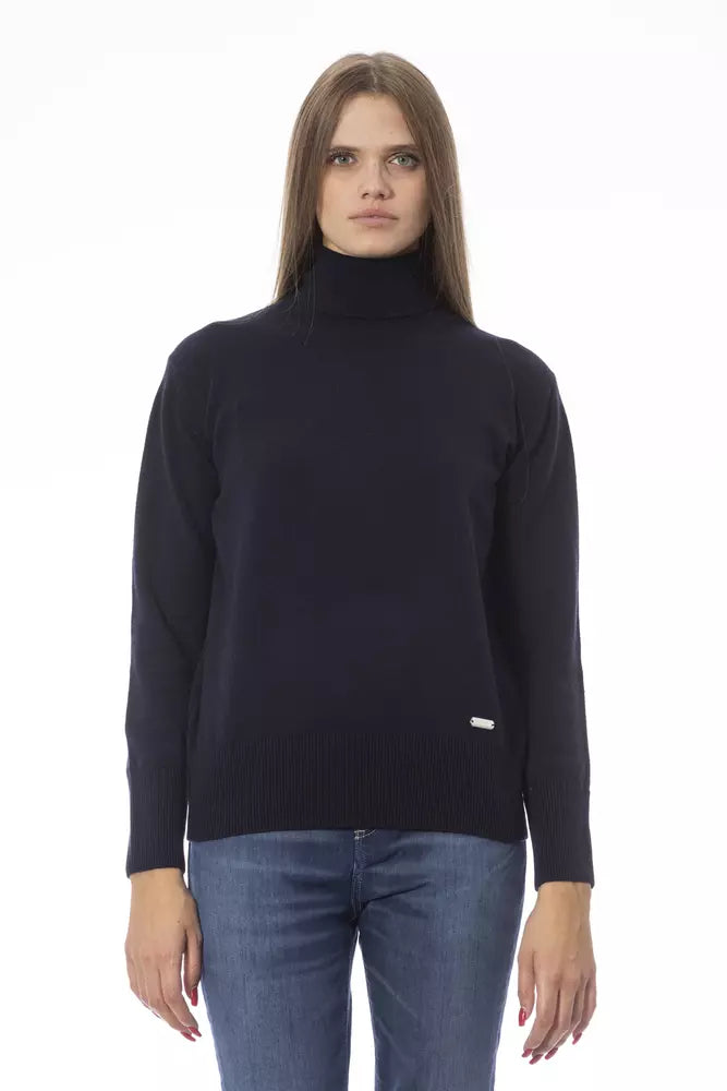 Blue Wool Women Sweater - GlamHub Luxury and Icon Brand Clothing