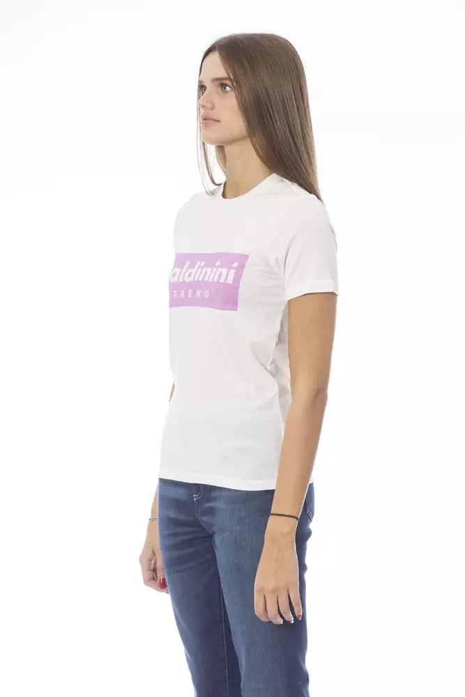 White Cotton Women T-Shirt - GlamHub Luxury and Icon Brand Clothing