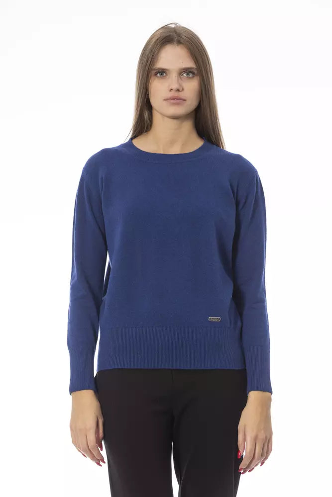 Blue Wool Women Sweater - GlamHub Luxury and Icon Brand Clothing