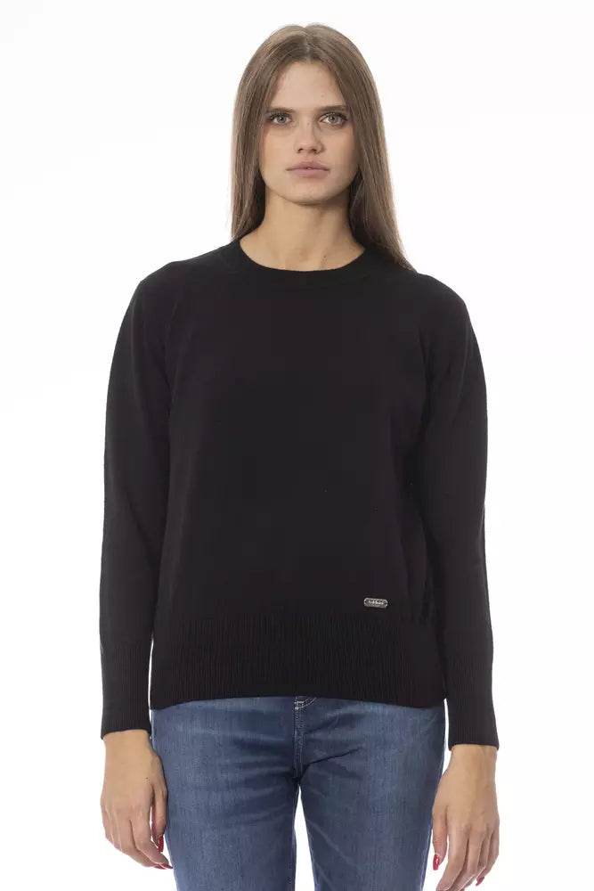 Black Wool Women Sweater - GlamHub Luxury and Icon Brand Clothing