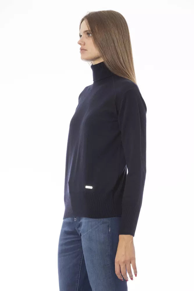 Blue Wool Women Sweater - GlamHub Luxury and Icon Brand Clothing