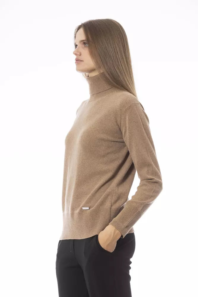 Beige Wool Women Sweater - GlamHub Luxury and Icon Brand Clothing