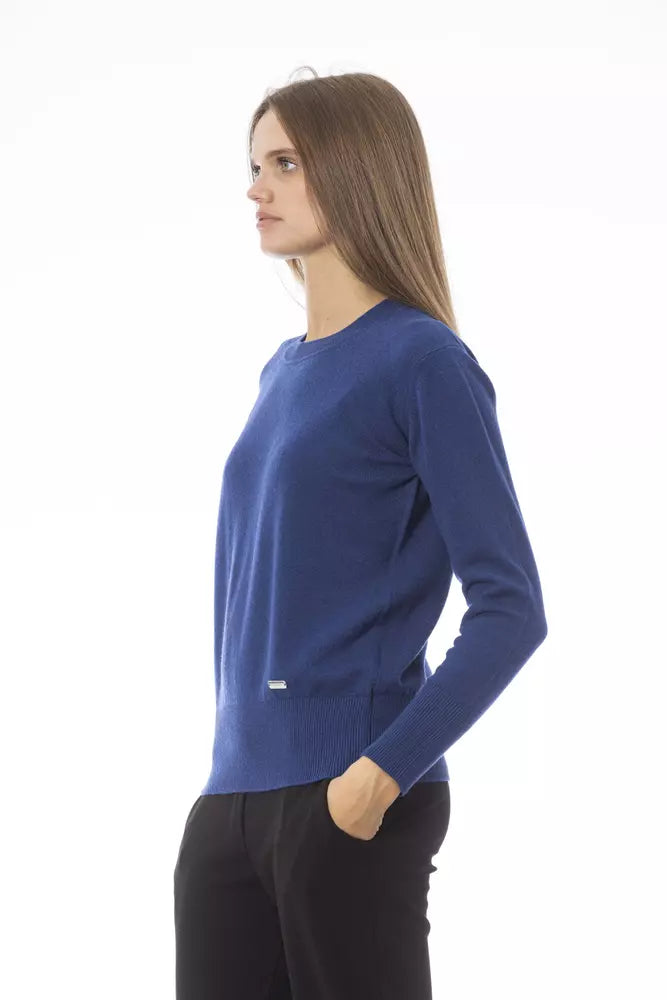 Blue Wool Women Sweater - GlamHub Luxury and Icon Brand Clothing