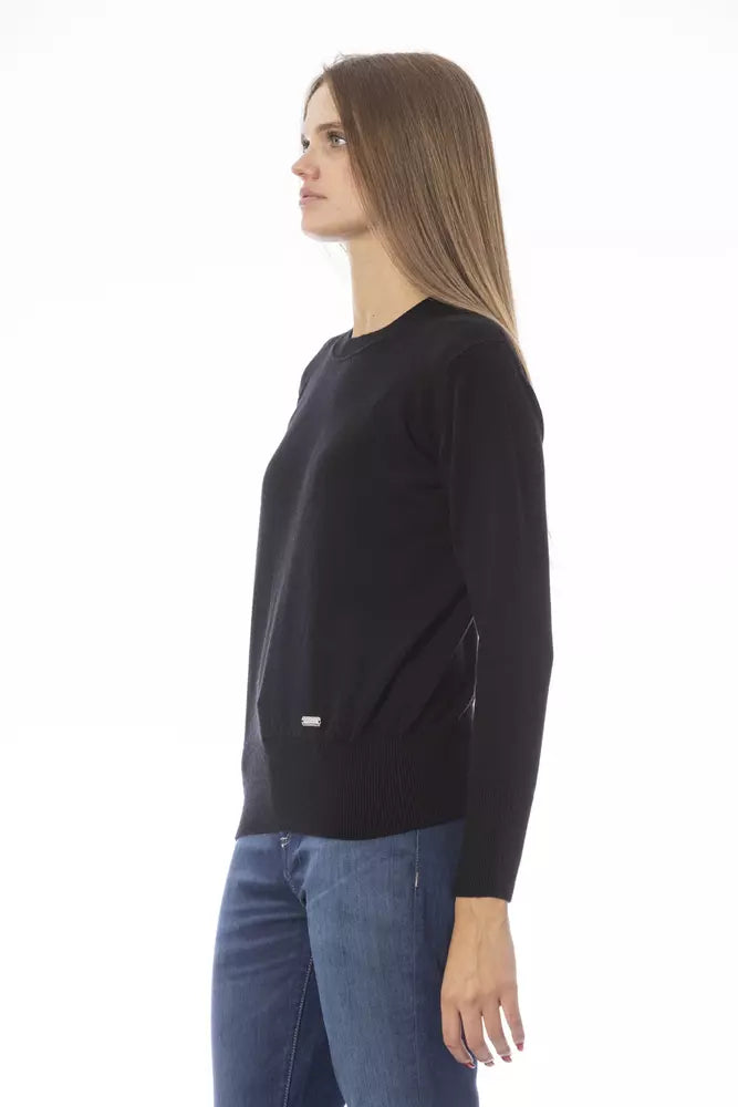 Black Wool Women Sweater - GlamHub Luxury and Icon Brand Clothing