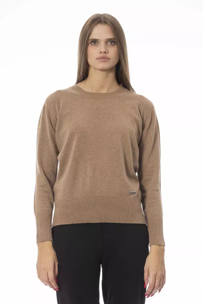 Beige Wool Women Sweater - GlamHub Luxury and Icon Brand Clothing