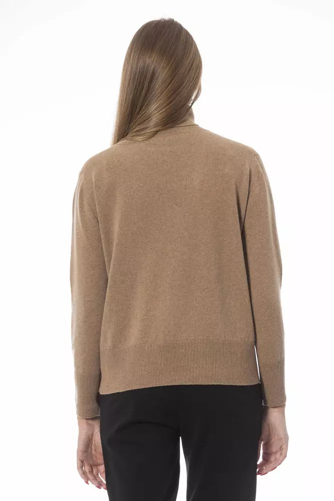 Beige Wool Women Sweater - GlamHub Luxury and Icon Brand Clothing