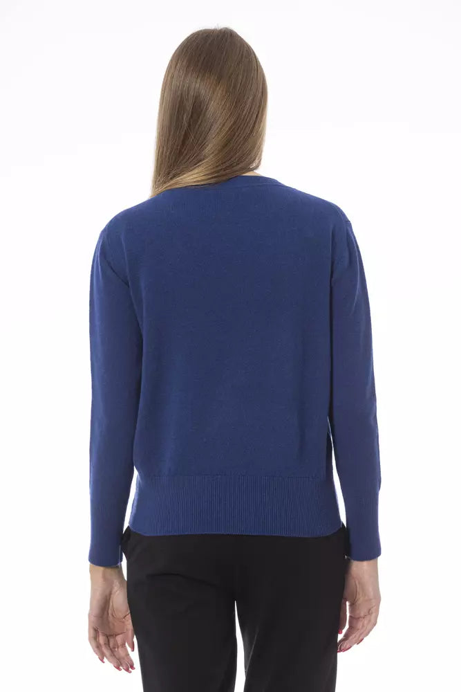 Blue Wool Women Sweater - GlamHub Luxury and Icon Brand Clothing