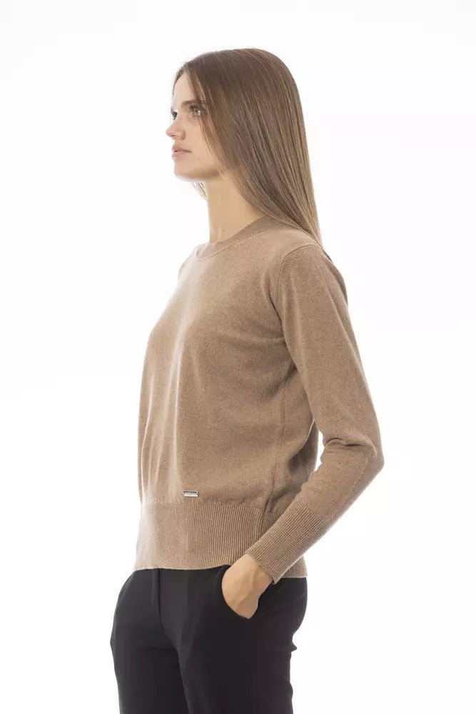 Beige Wool Women Sweater - GlamHub Luxury and Icon Brand Clothing