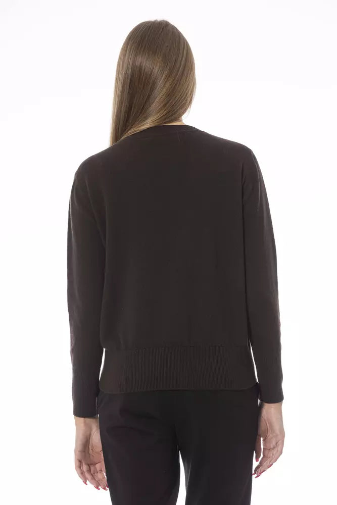 Brown Wool Women Sweater - GlamHub Luxury and Icon Brand Clothing