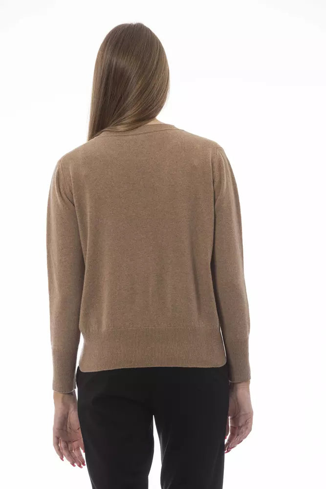 Beige Wool Women Sweater - GlamHub Luxury and Icon Brand Clothing