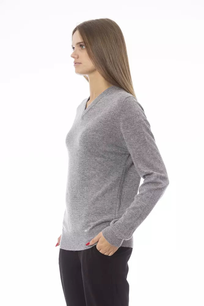 Gray Wool Women Sweater - GlamHub Luxury and Icon Brand Clothing