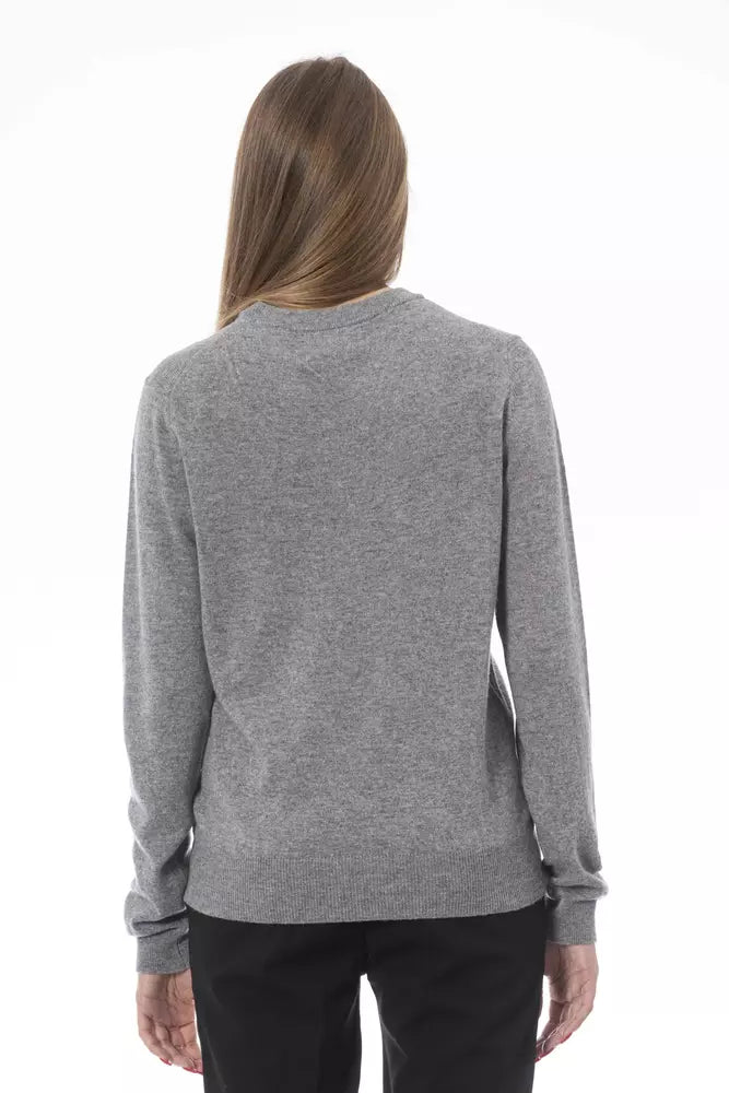 Gray Wool Women Sweater - GlamHub Luxury and Icon Brand Clothing