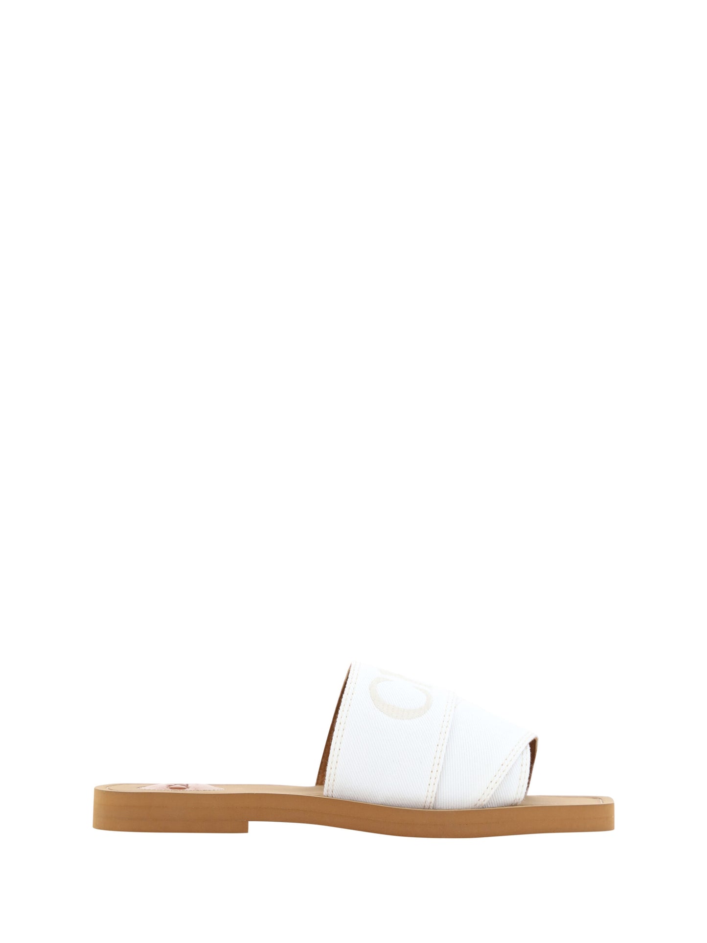 Elegant White Cotton Slide Sandals - GLAMHUB BOUTIQUE 